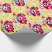 赤い帽子をかぶった笑う骨格女性 ラッピングペーパー (角)