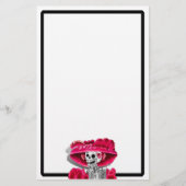 赤い帽子をかぶった笑う骨格女性 便箋 (正面)