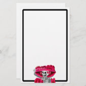 赤い帽子をかぶった笑う骨格女性 便箋 (正面/裏面)