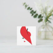 赤い帽子を持つ上品な女性 スクエア名刺 (スタンド正面)