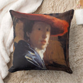 赤い帽子を持つ女の子、c.1665 (パネルの油) クッション (ブランケット)