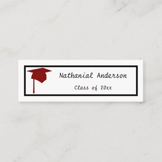 赤い帽子 – 卒業名カードを挿入 スキニー名刺 (正面)