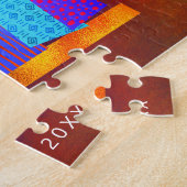 赤い平和の愛の光にハヌッカブルーボホキャンドル ジグソーパズル (側面)