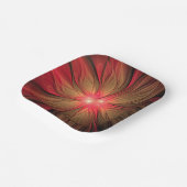 赤い幻想的なフラクタル花 ペーパープレート (傾斜あり)