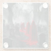 赤い幽霊が墓地に集まった ガラスコースター (裏面)