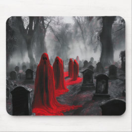 赤い幽霊が墓地に集まった マウスパッド