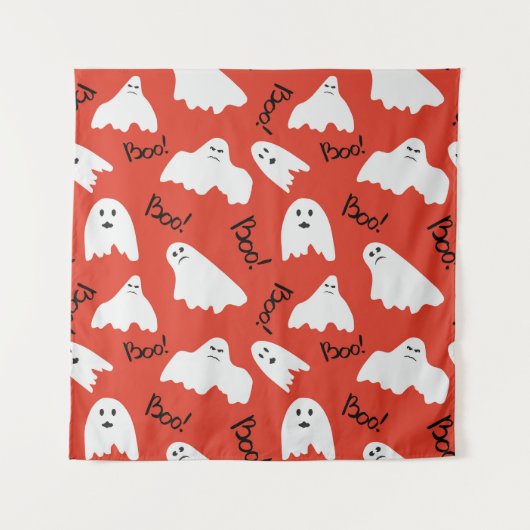 赤い幽霊:ハロウィーンヴィンテージパターン タペストリー (正面)