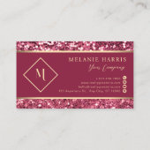 赤い幾何スタイリッシュ金ゴールドフレーモダンム 名刺 (裏面)