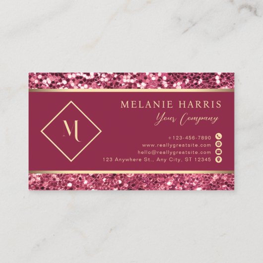 赤い幾何スタイリッシュ金ゴールドフレーモダンム 名刺 (裏面)