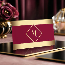 赤い幾何スタイリッシュ金ゴールドフレーモダンム 名刺