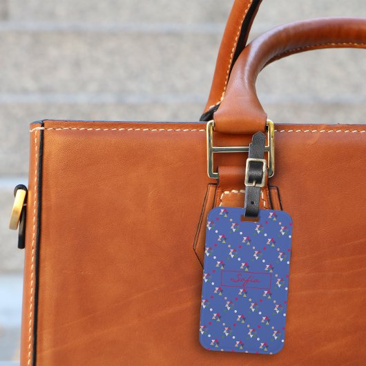 赤い幾何学模様のミニマル青のパターン荷物タグ ラゲッジタグ