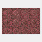 赤い幾何学模様の休日ギフト ラッピングペーパーシート (正面2)