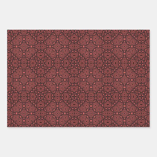 赤い幾何学模様の休日ギフト ラッピングペーパーシート (正面2)