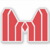 赤い幾何学的なクラウンの文字M シール (正面)