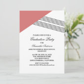赤い幾何学的なストライプの卒業パーティー招待状 招待状 (スタンド正面)