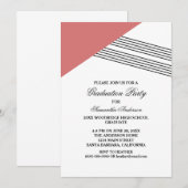 赤い幾何学的なストライプの卒業パーティー招待状 招待状 (正面/裏面)