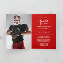 赤い幾何学的な卒業写真 招待状