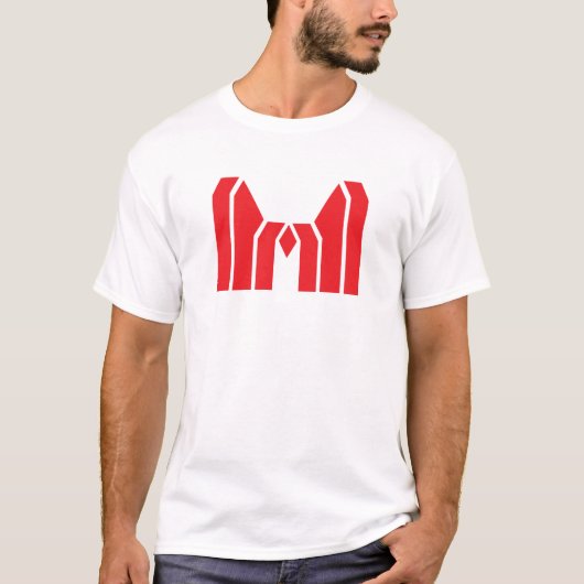 赤い幾何学的な王冠の文字M Tシャツ (正面)