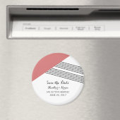 赤い幾何学的ストライプな日付磁石を保存 マグネット (インサイチュ (食洗機))