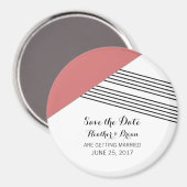 赤い幾何学的ストライプな日付磁石を保存 マグネット (正面/裏面)