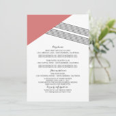 赤い幾何学的ストライプ情報カード 招待状 (スタンド正面)