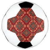 赤い幾何学的パターン/インディアンプリント サッカーボール (正面)