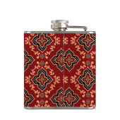 赤い幾何学的パターン/インディアンプリント フラスク (裏面)