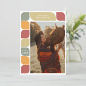 赤い幾何学的レトロフレームフォト2022卒業 案内状 (スタンド正面)