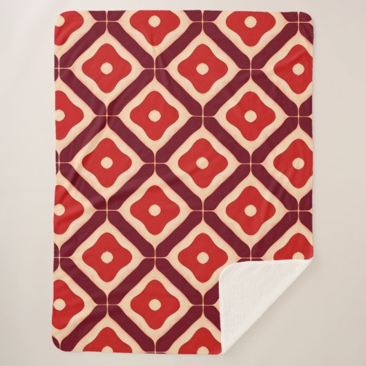 赤い幾何学的抽象デザイン シェルパブランケット (正面)