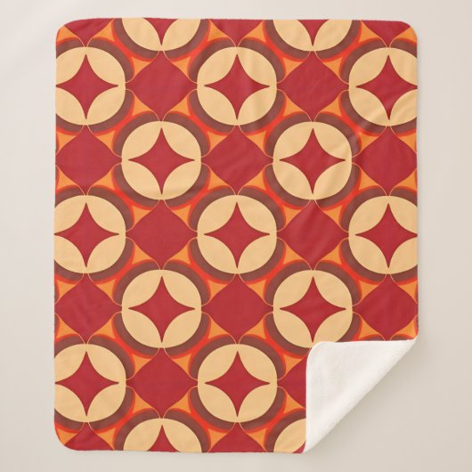 赤い幾何学的抽象デザイン シェルパブランケット (正面)