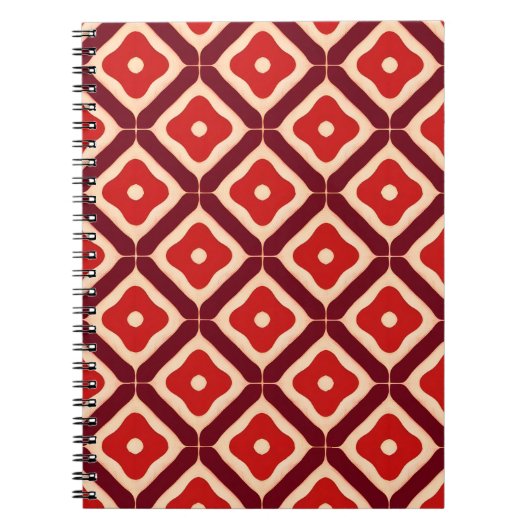 赤い幾何学的抽象デザイン ノートブック (正面)