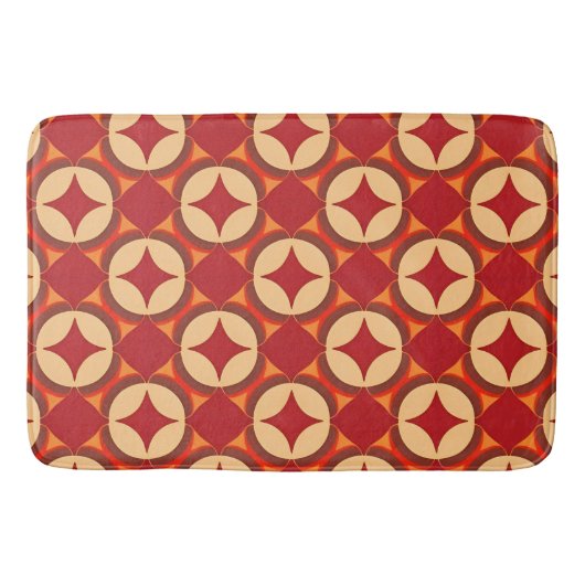 赤い幾何学的抽象デザイン バスマット (正面)
