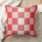 赤い幾何市松模様に図形 クッション (ブランケット)