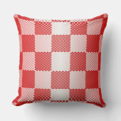 赤い幾何市松模様に図形 クッション (正面)