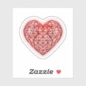 赤い幾何鮮やかハート シール (シート)