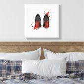 赤い底は靴のハイヒールとスパッタ キャンバスプリント (インサイチュ (寝室))