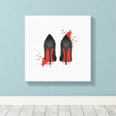 赤い底は靴のハイヒールとスパッタ キャンバスプリント (インサイチュ (ウッドフロア))