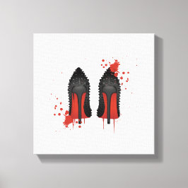 赤い底は靴のハイヒールとスパッタ キャンバスプリント