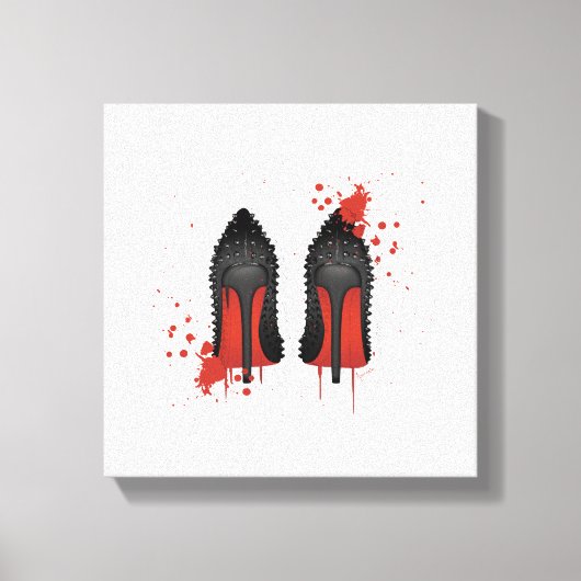 赤い底は靴のハイヒールとスパッタ キャンバスプリント (正面)