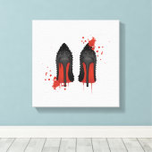 赤い底は靴のハイヒールとスパッタ キャンバスプリント (インサイチュ (ウッドフロア))