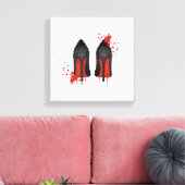 赤い底は靴のハイヒールとスパッタ キャンバスプリント (インサイチュ (リビング))