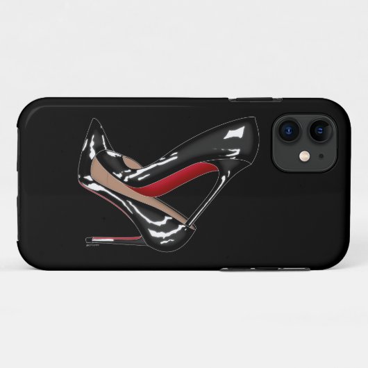 赤い底靴のかかとは黒を積み重ねました Case-Mate iPhoneケース (裏面(横))