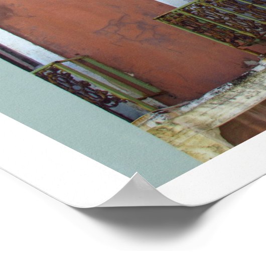 赤い建物インOld San Juan,プエルトリコ ポスター (角)