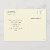 赤い弓が付いているよくはしゃぐなクリスマスの子猫 シーズンポストカード (裏面)