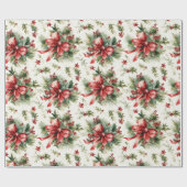 赤い弓でホリデーグリーン ラッピングペーパー (フラット)