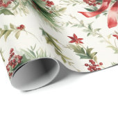 赤い弓でホリデーグリーン ラッピングペーパー (ロールコーナー)