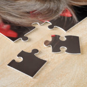 赤い弓とのかわいいヨークシャテリアのヨークシャーテリア ジグソーパズル (側面)