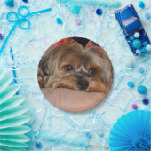 赤い弓とのかわいいヨークシャテリアのヨークシャーテリア ペーパープレート (パーティー)