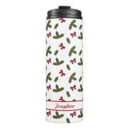 赤い弓とクリスマスホリーの植物のパターンと名前 タンブラー