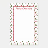 赤い弓とクリスマスホリープラントパターン&文字 ポストイット (正面)